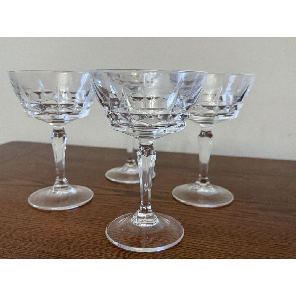 4 Cristal D'Arques-Durand Crystal 5 3/4" Chateaudun Tall Champagne Sherbet Glass